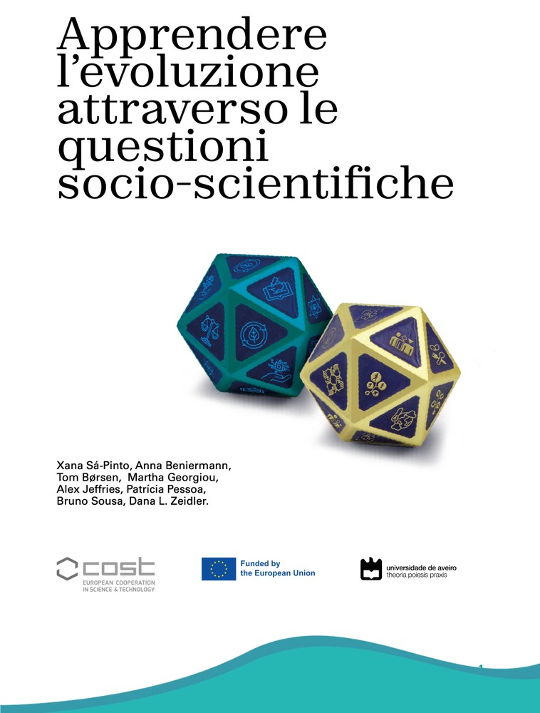 Cover of the e-book “Apprendere l'evoluzione attraverso le questioni socio-scientifiche”
